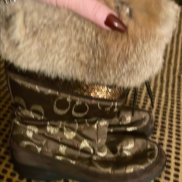 Coach Tan and Brown Signature Fur Boots - Picture 3 of 8
